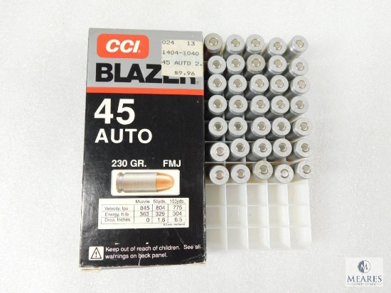 CCI Blazer .45 ACP 230 Grain FMJ, One Partial Box of 35 Rounds