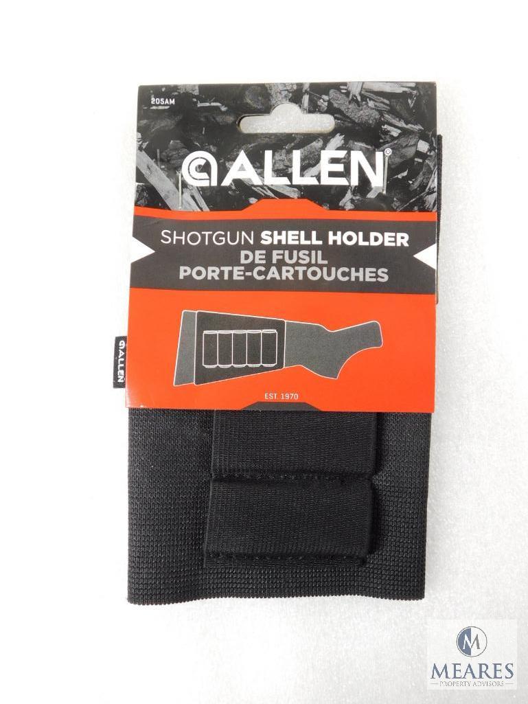Military Hunting Cartridge Belt – Shotgun 5-Shell Elastic Butt Stock Holder – Black Nylon