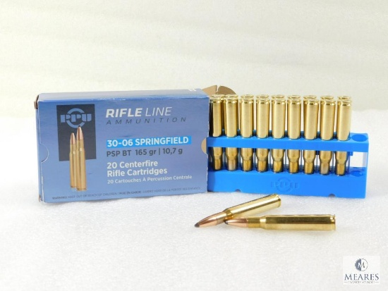 20 Rounds PPU 30-06 Ammo. 165 Grain SP