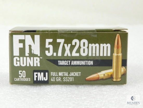 50 Rounds FN 5.7x28 Ammo. 40 Grain FMJ