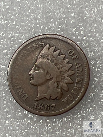 1867 Indian Head Cent, G Rev. CUD At 2:00