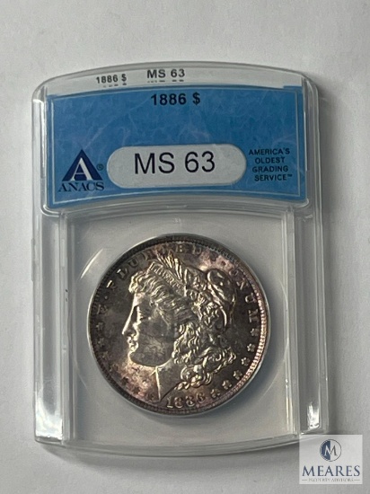 ANACS Graded 1886 Morgan Silver Dollar, MS 63
