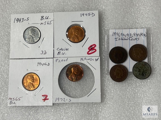 Four Lincoln and Four Indian Cents