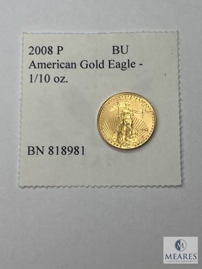 2008 P American Gold Eagle Coin, 1/10 oz. BU, BN 818981