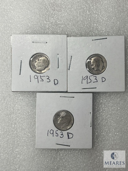 Three 1953-D Roosevelt Dimes