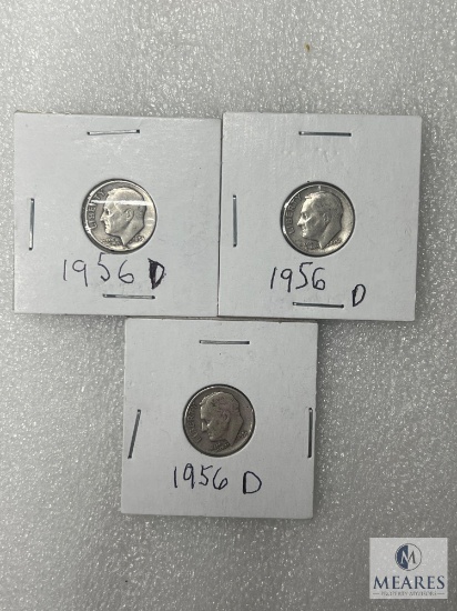 Three 1956-D Roosevelt Dimes