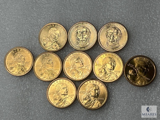 Group of 10 Mixed Golden Dollars