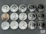 Group of 15: 1986 American Eagle Silver Dollars