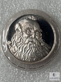 1990 Santa Coin, One Troy Ounce .999 Fine Silver