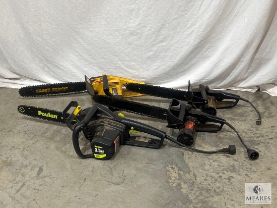 Group of Four Electric Chainsaws