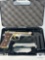 (5858) Beretta 92HGA Semi-Auto 9mm Pistol High Polish Nickel with Gold Accents