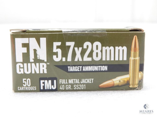 50 Rounds FN 5.7x28mm Ammo. 40 Grain FMJ