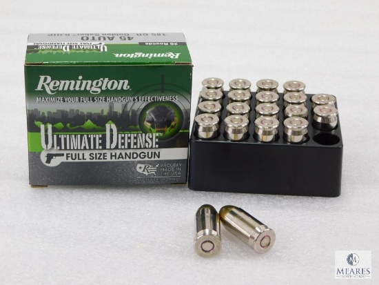20 Rounds Remington Ultimate Defense .45 ACP Ammo. 185 Grain Hollow Point