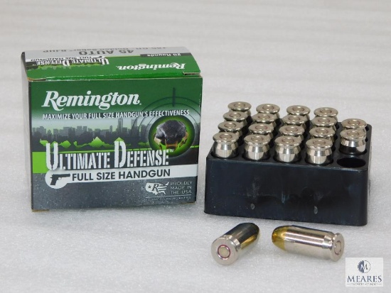 20 Rounds Remington Ultimate Defense .45 ACP Ammo. 185 Grain Hollow Point