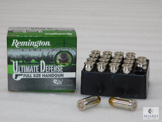 20 Rounds Remington Ultimate Defense .45 ACP Ammo. 185 Grain Hollow Point