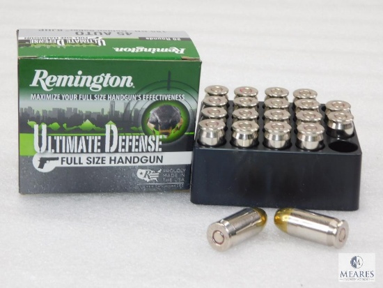 20 Rounds Remington Ultimate Defense .45 ACP Ammo. 185 Grain Hollow Point