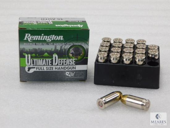 20 Rounds Remington Ultimate Defense .45 ACP Ammo. 185 Grain Hollow Point