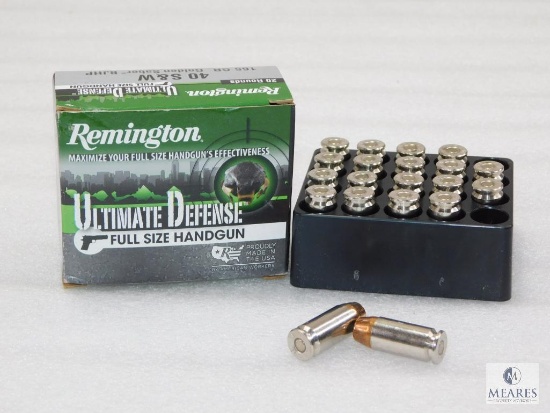 20 Rounds Remington Ultimate Defense .40 S&W Ammo. 165 Grain Hollow Point