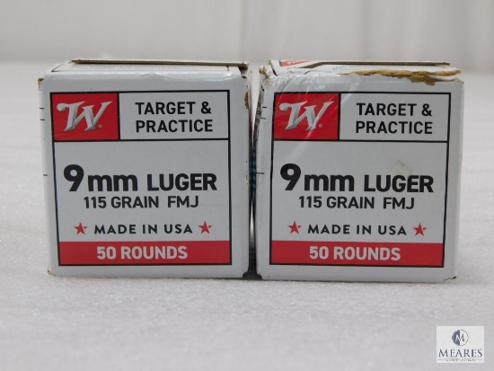 100 Rounds Winchester 9mm Ammo. 115 Grain FMJ