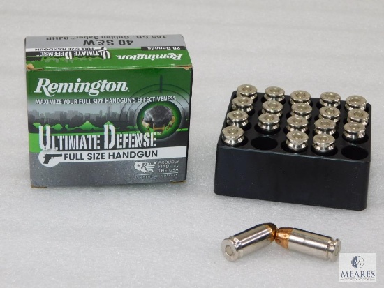20 Rounds Remington Ultimate Defense .40 S&W Ammo. 165 Hollow Point