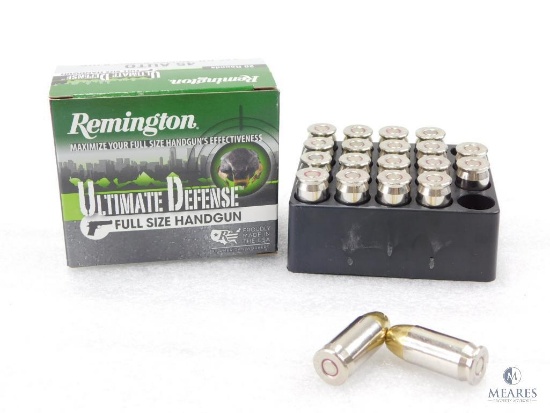 20 Rounds Remington Ultimate Defense .45 ACP Ammo. 185 Grain Hollow Point