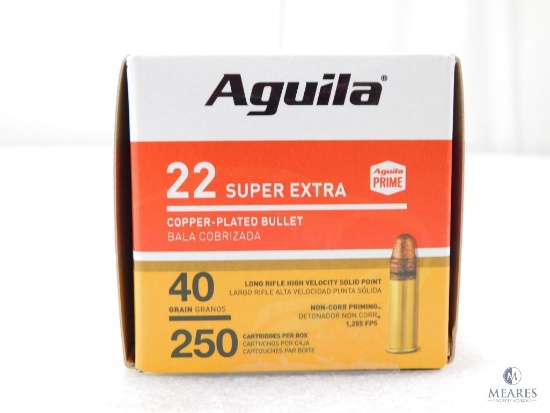 250 Rounds Aguila .22 Long Rifle Ammo. 40 Grain Copper Plated High Velocity