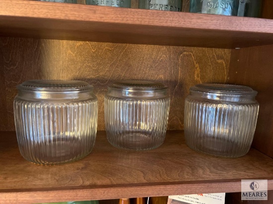 Three Vintage Anchor Hocking Biscuit Jars with Lids