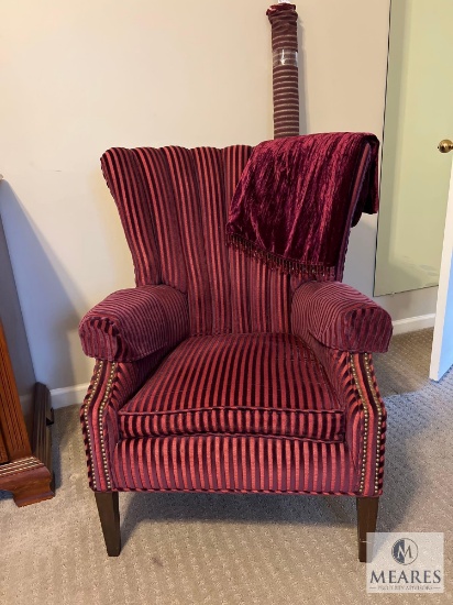 Professionally Reupholstered Wingback Armchair with Fabric Roll