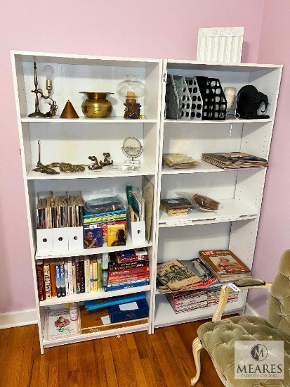 Two White Build-It-Yourself Style Bookcases with Adjustable Shelves - NO CONTENTS