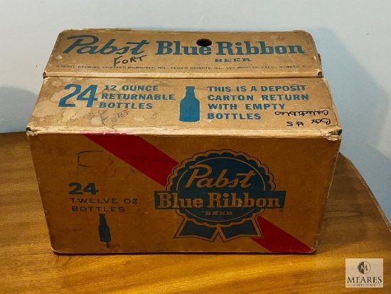 Vintage Pabst Blue Ribbon Beer Waxed Cardboard Case Box