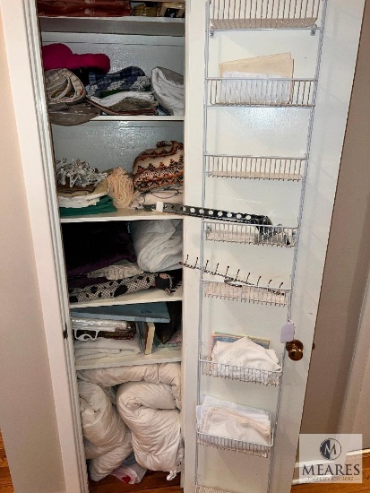 Contents of Linen Closet - Blankets, Pillows, Tablecloths, and More