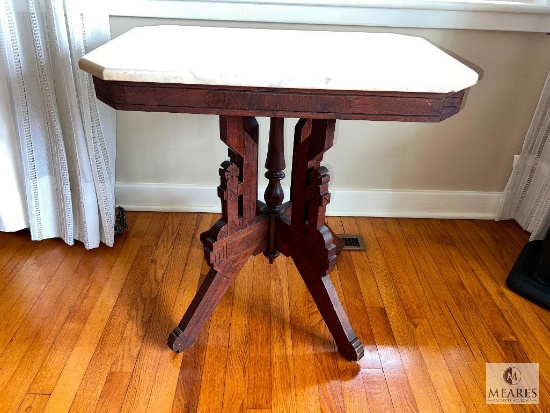 Antique Carved Base Marble Top Table