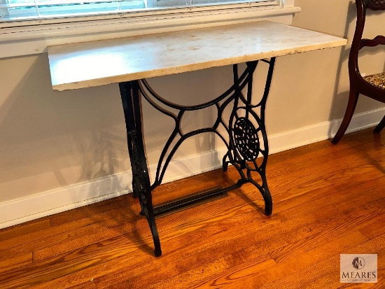 Cast Iron Sewing Machine Base with Marble Top