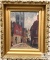 Framed City Scene Oil on Canvas - No Visible Signature, Possible Mark/Initial Bottom Left