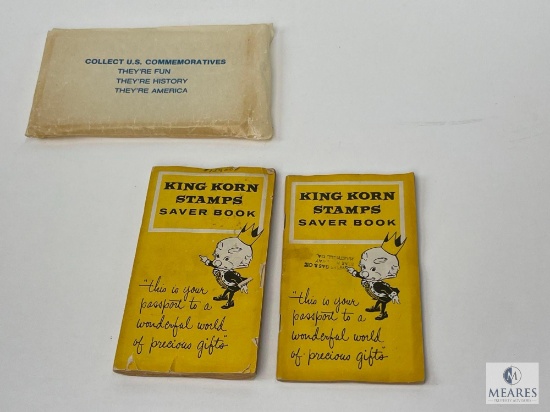 Two King Korn Stamps Saver Books and Stamp Packet