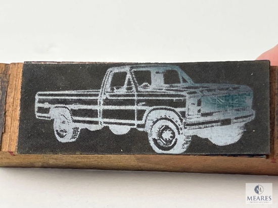 Vintage Letterpress Wood/Metal Print Block of Truck