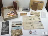 Mixed Lot of Vintage Envelopes, Postcards, File Books, and More