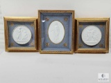 Trio of Porcelain Reliefs Elegantly Framed in Shadow Boxes