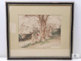 Framed and Matted Hand Colored Lithograph or Photograph