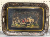 Vintage Tole Tray with Hunting Scene