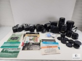 Canon Camera Collection with Flashes, Lenses, Lens Covers, Manuals