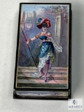 Miniature Pill Box with Victorian Scene Inside and Out