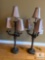 Large Ornate Five Light Lamps with Shades - 37 Inches Tall