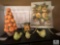 Ceramic Fruit Tree, Ceramic Birds and Pitcher with Floral Print