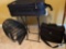 Travel Lot Including Suitcase, Sewing Machine Travel Bag and Indoor Pet Cage