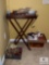 Small Wooden Table with Sewing Notions