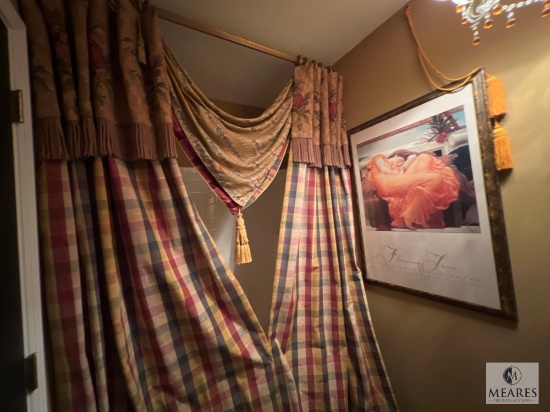 Custom Victorian Curtain and Flaming June Framed Wall Art