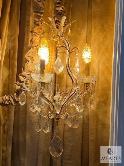 Plug-in Brass and Glass Chandelier