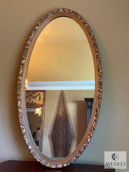 20 x 38 Vintage Oval Mirror with Gold Tone Frame