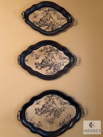 Three Decorative Tray Wall Art Pieces